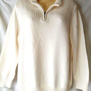 Women's 1/2 Zip Pullover Sweater Cream NWT Karen Scott Size 1X